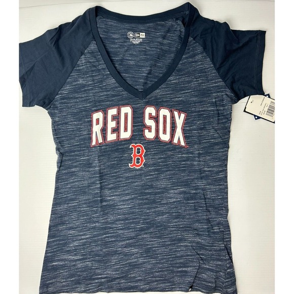 New Era Tops - New Era MBL Boston Red Sox Womens V Neck Blue Graphic Tee Size XL